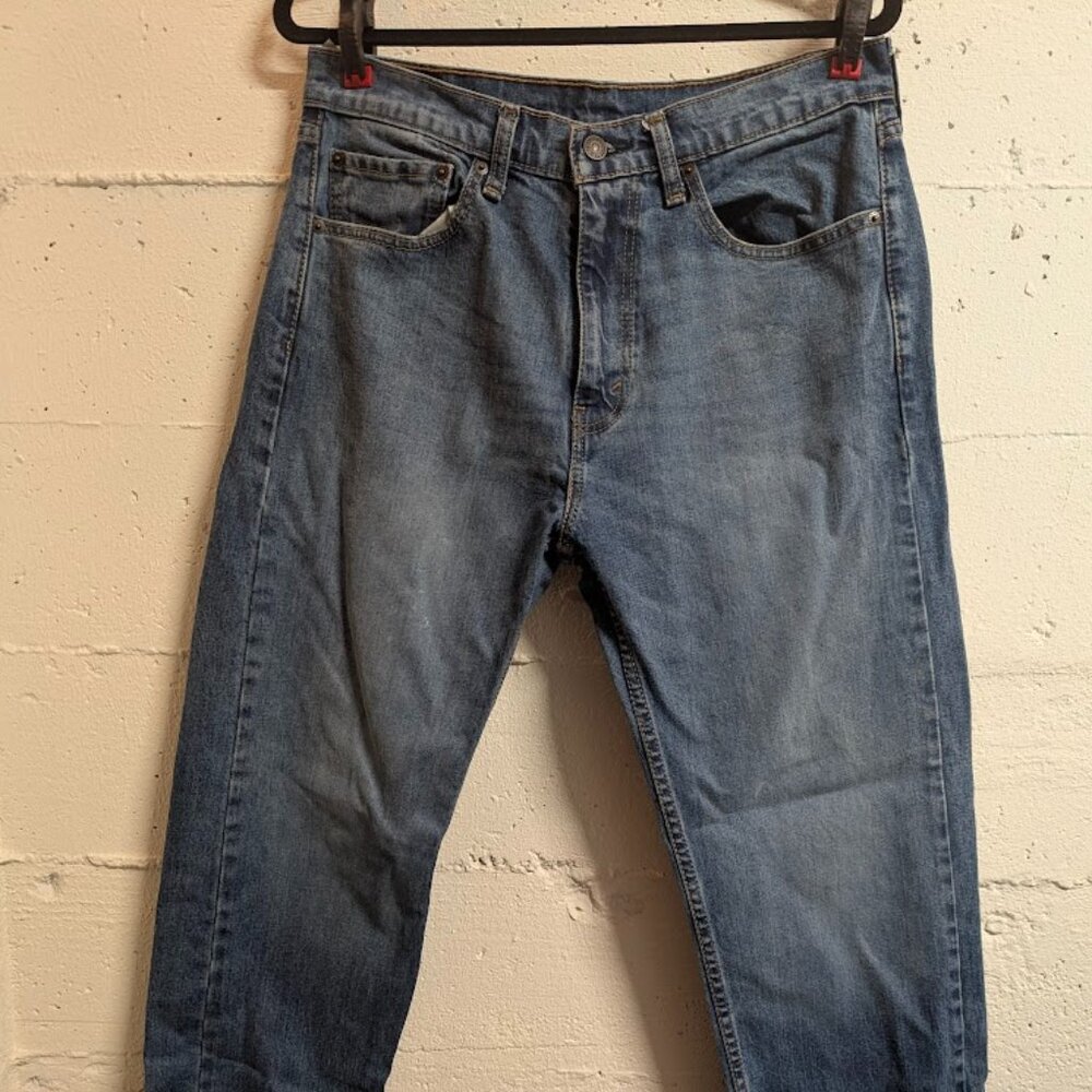 Levis 505 Denim Jeans - Mens 34x32 Blue Light Wash Regular Straight